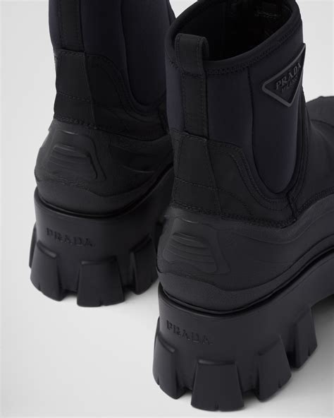 leather and nylon prada boots|monolith re nylon gabardine boots.